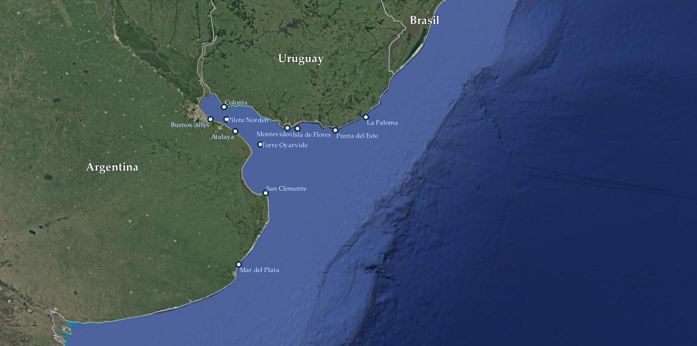 Maréografos del Río de la Plata, imagen satelital