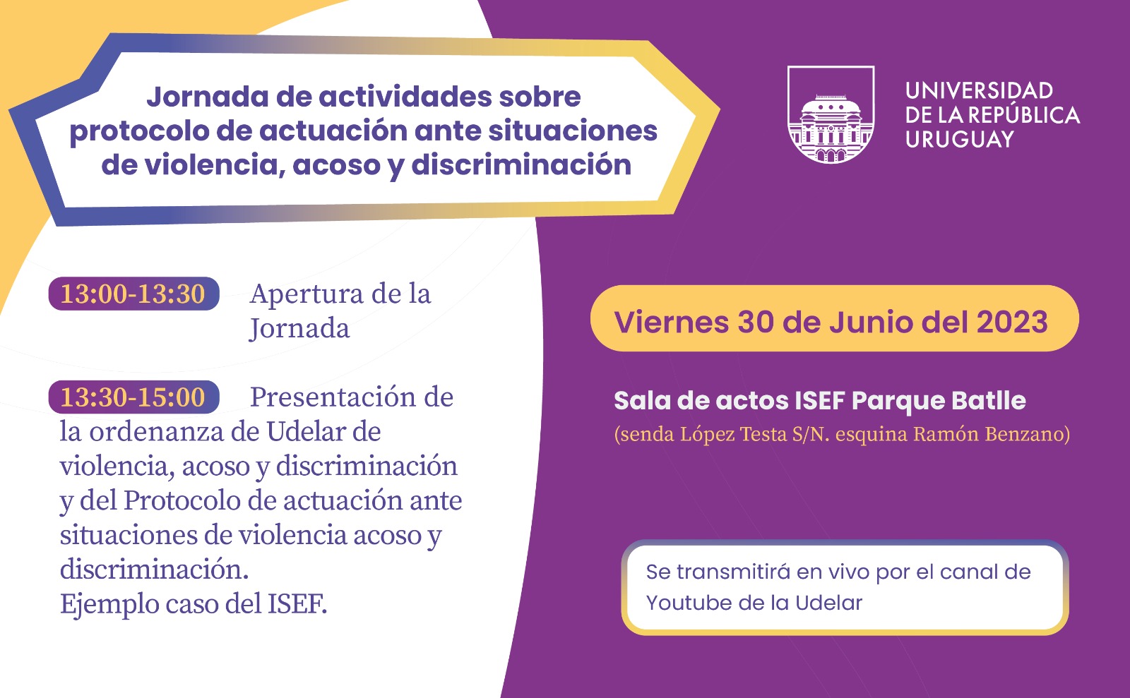 Presentación del protocolo de actuación ante situaciones de violencia, acoso y discriminación.