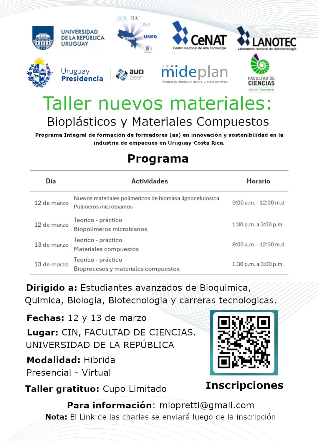 Taller de Nuevos Materiales. Bioplásticos y Materiales Compuestos
