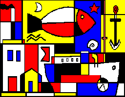 Torres Garcia's Construction (1944 54x82cm) programmed in TW by P. Queirolo