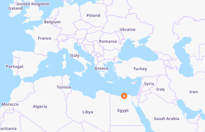 Mapa con ubicación de Alejandría, Egipto